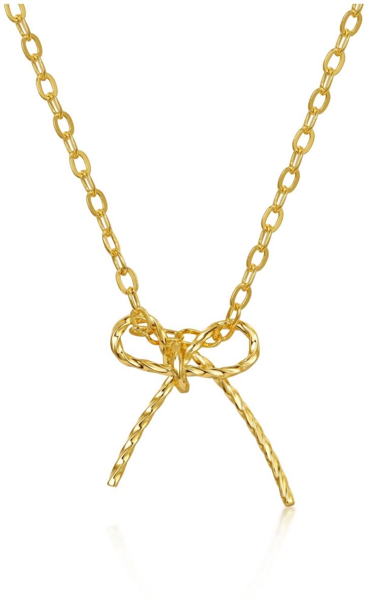 Gigigirl Gigi Girl Children's 14k Gold Plated Ribbon Bow-Tie Gifted Pendant Necklace - Gold