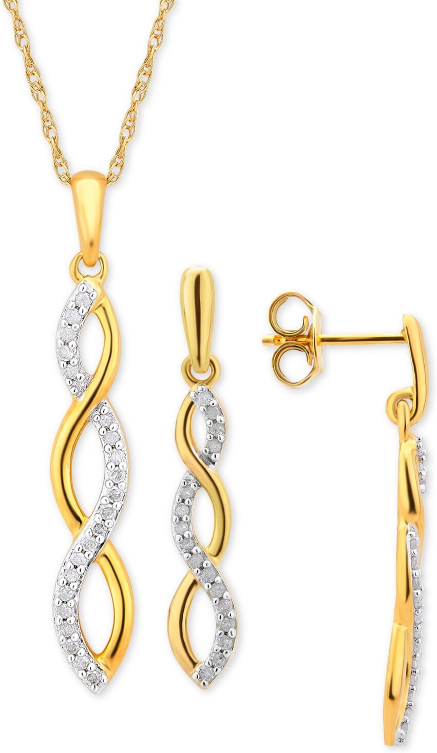 Macy's Diamond Infinity Jewelry Set (1/4 ct. t.w.) in 14k Gold-Plated Sterling Silver - Yellow Gold