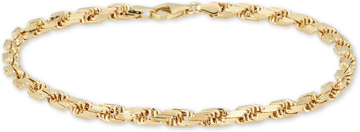 Italian Gold Diamond Cut Rope Chain Bracelet (4mm) in 14k Gold, Made in Italy - Yellow Gold