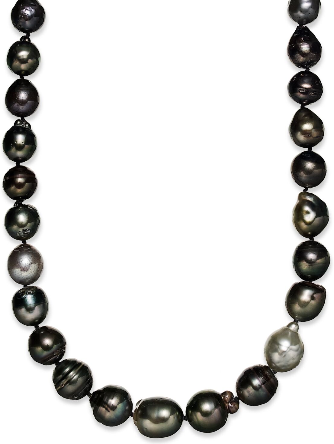 Macy's Sterling Silver Necklace, Multi Colored Cultured Tahitian Pearl (9-11mm) Baroque Strand Necklace