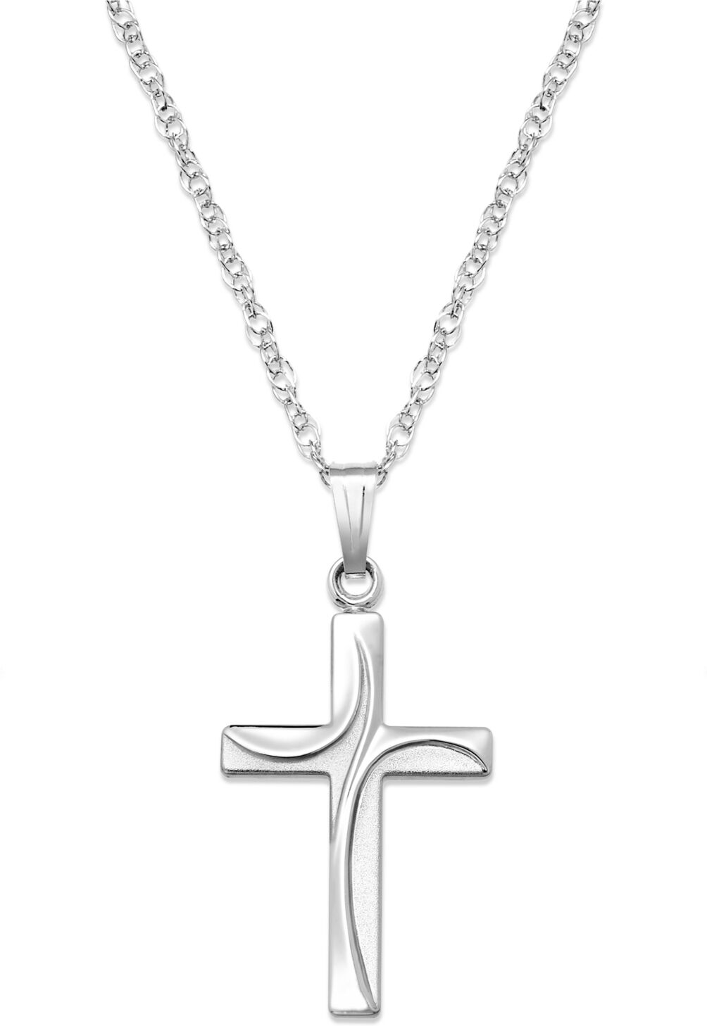 Macy's Sterling Silver Necklace, Swirl Cross Pendant