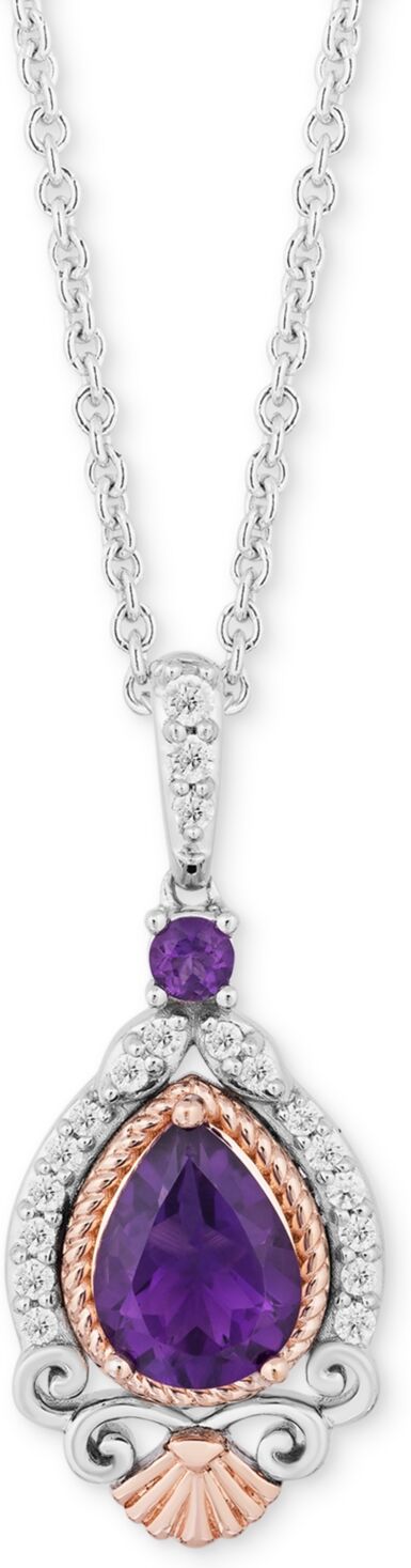 Disney Enchanted Disney Amethyst (1 ct. t.w.) & Diamond (1/7 ct. t.w.) Ariel Pendant Necklace in Sterling Silver & 14k Rose Gold, 16