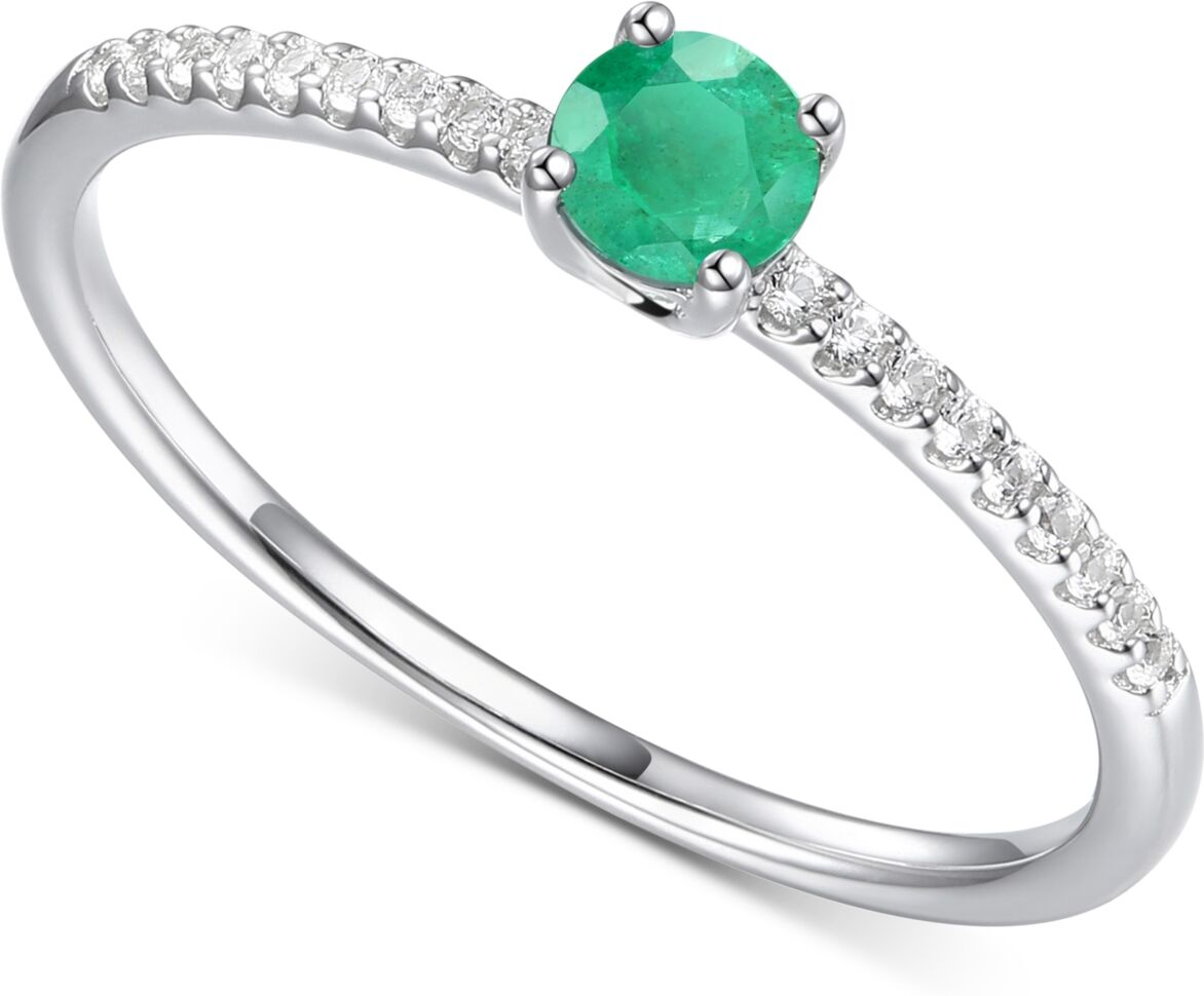 Macy's Sapphire (1/3 ct. t.w.) & Diamond (1/10 ct. t.w.) Ring in Sterling Silver (Also in Ruby & Emerald) - Emerald