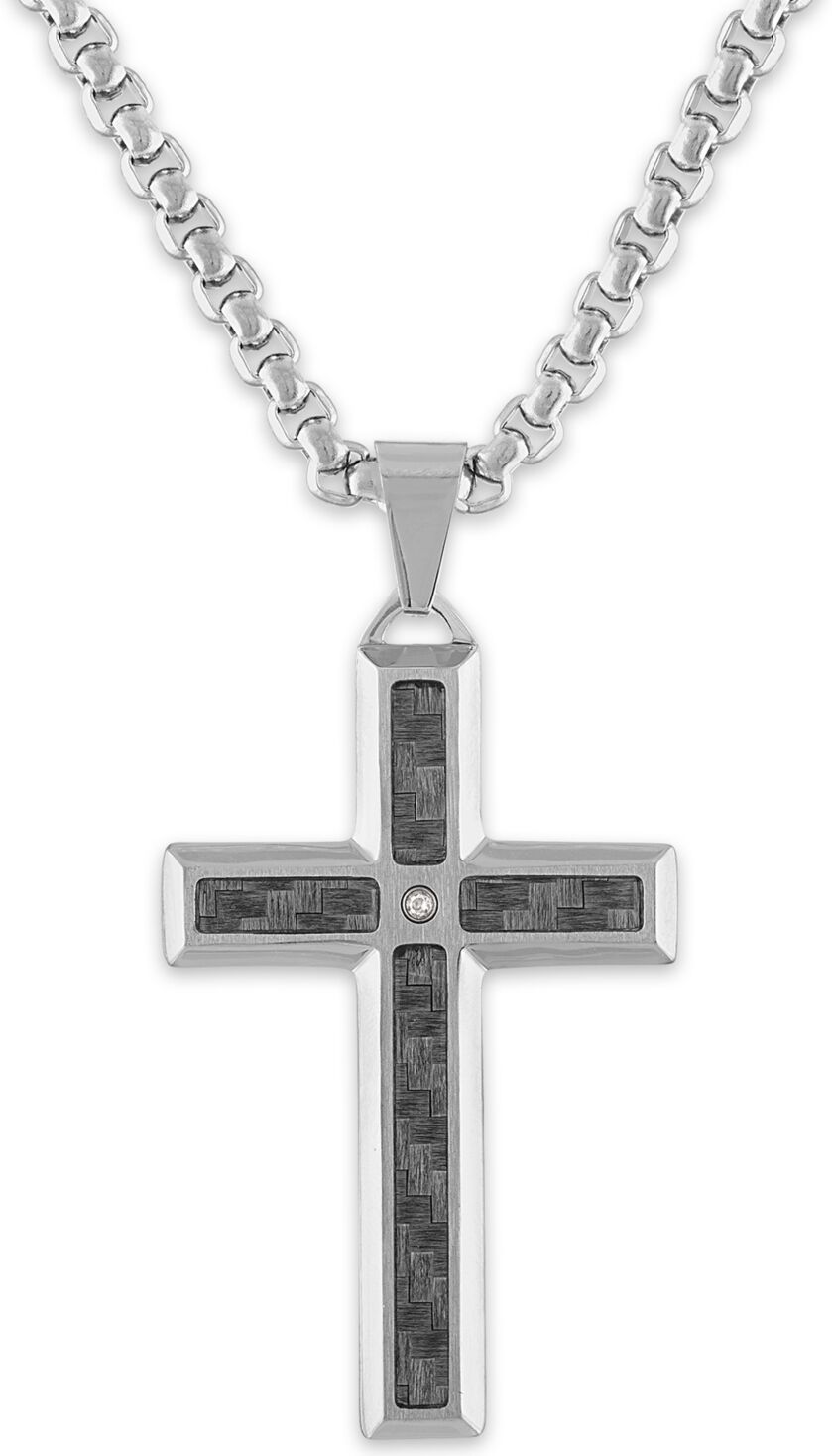 Macy's Men's Diamond Accent Gray Carbon Fiber Cross 24