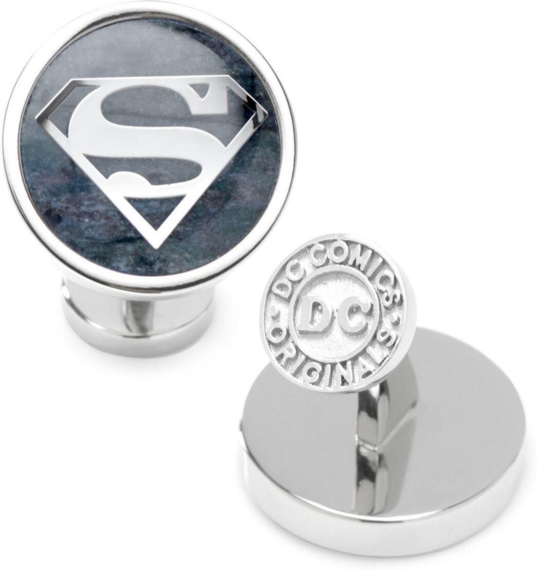 Dc Comics Men's Superman Gemstone Cufflinks - Silver-Tone