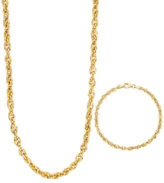 Italian Gold Diamond Cut Rope 18 22 Chain Necklace 7 1 2 Bracelet 3 3 4mm In 14k Gold Made In Italy