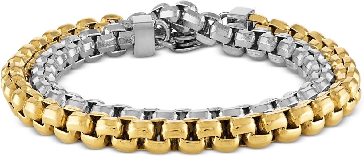 Macy's Men's Box Link Chain Wrap Bracelet in Stainless Steel & Gold-Tone Ion-Plated Stainless Steel - Two-Tone