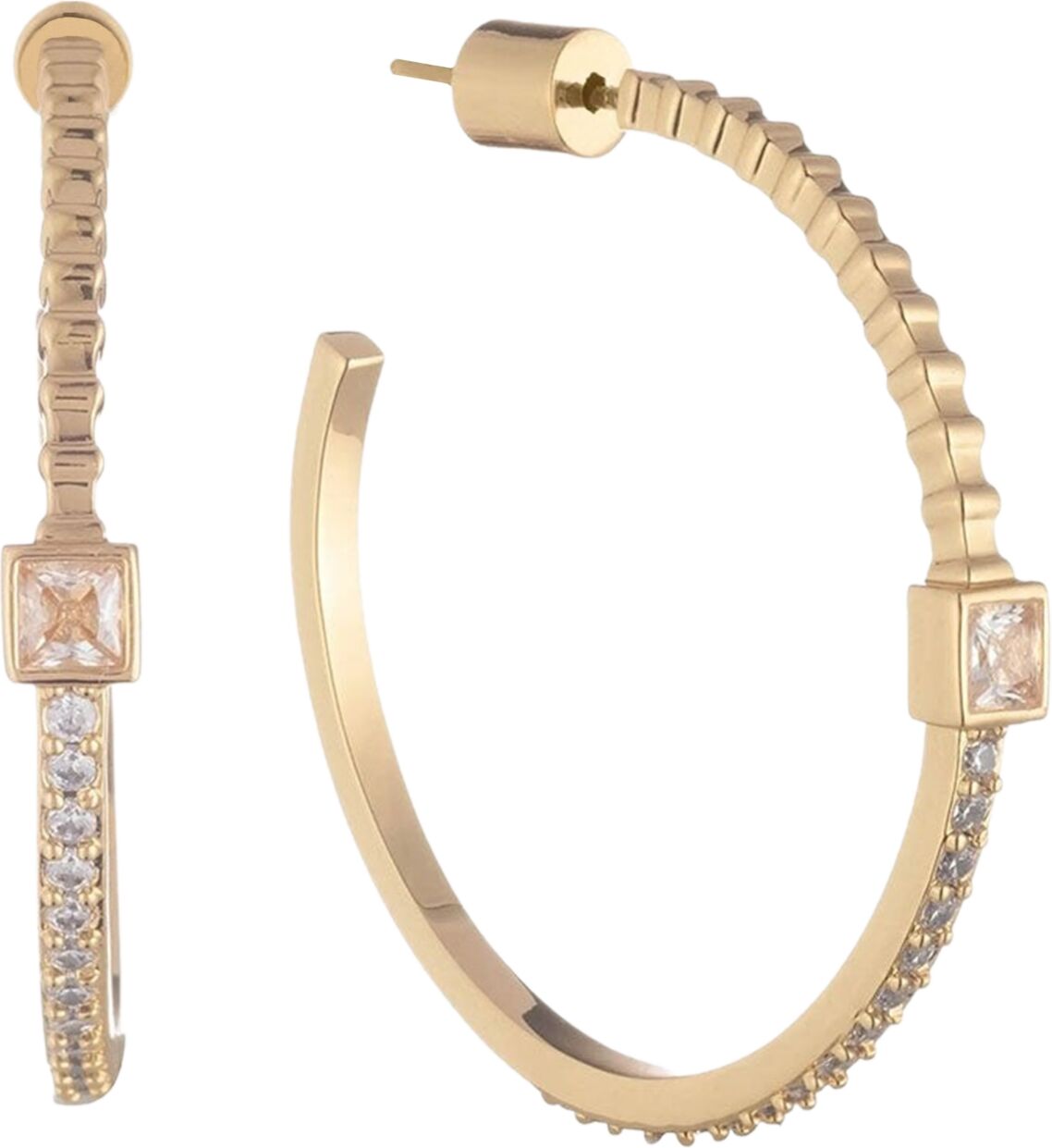 Bonheur Jewelry Maud Crystal Hoop Earrings - Karat Gold Plated Brass