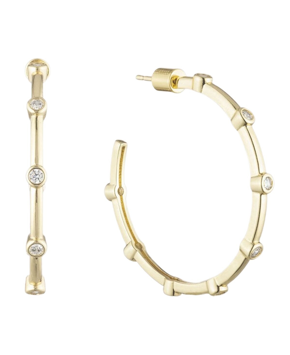 Bonheur Jewelry Diana Crystal Large Hoop Earrings - Karat Gold Plated Brass