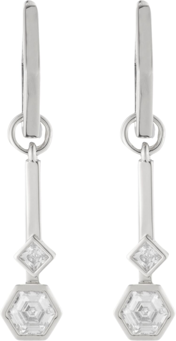 Bonheur Jewelry Kieran Small Hoop Drop Earrings - Rhodium Plated Brass