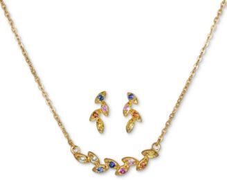 Macy's Multi Sapphire Leaf Jewelry Collection In 14k Gold Plated Sterling Silver