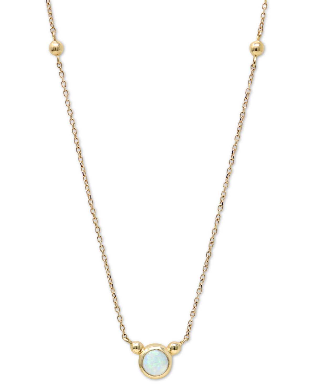 Anzie Australian Opal Bezel Solitaire Pendant Necklace in 14k Gold, 14