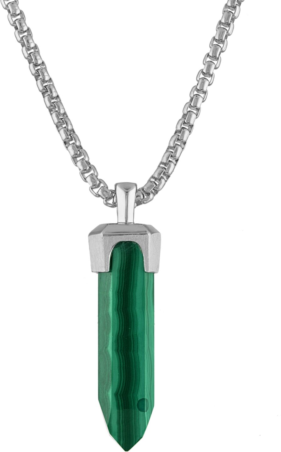 Bulova Men's Icon Malachite Pendant Necklace in Sterling Silver, 24