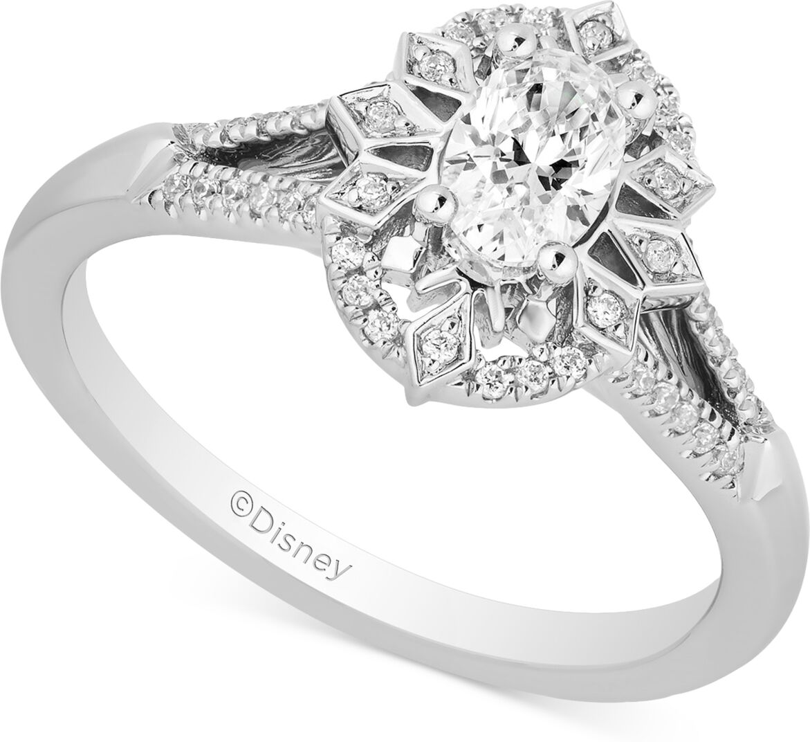 Disney Enchanted Disney Fine Jewelry Diamond Oval Halo Elsa Ring (5/8 ct. t.w.) in 14k White Gold - White Gold