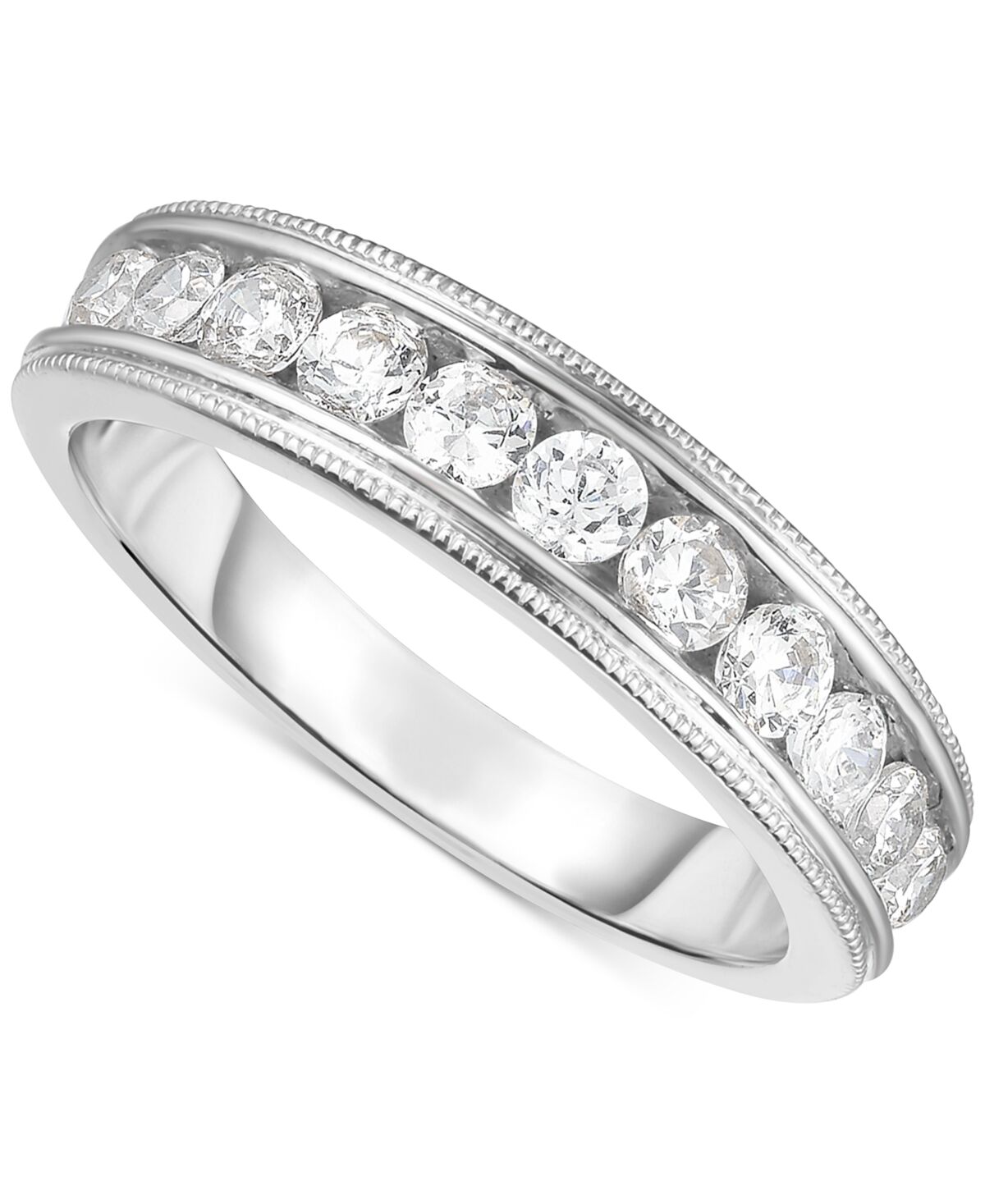 Macy's Diamond Channel-Set Milgrain Band (3/4 ct. t.w.) in 14k White Gold - White Gold