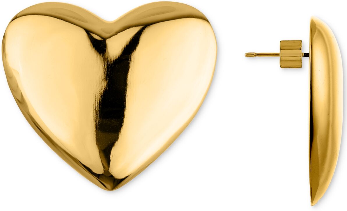 Oma The Label Vintage Heart Statement Stud Earrings - Gold Tone