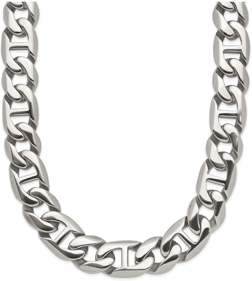 Chisel Stainless Steel Polished 24 inch Link Necklace - Silver