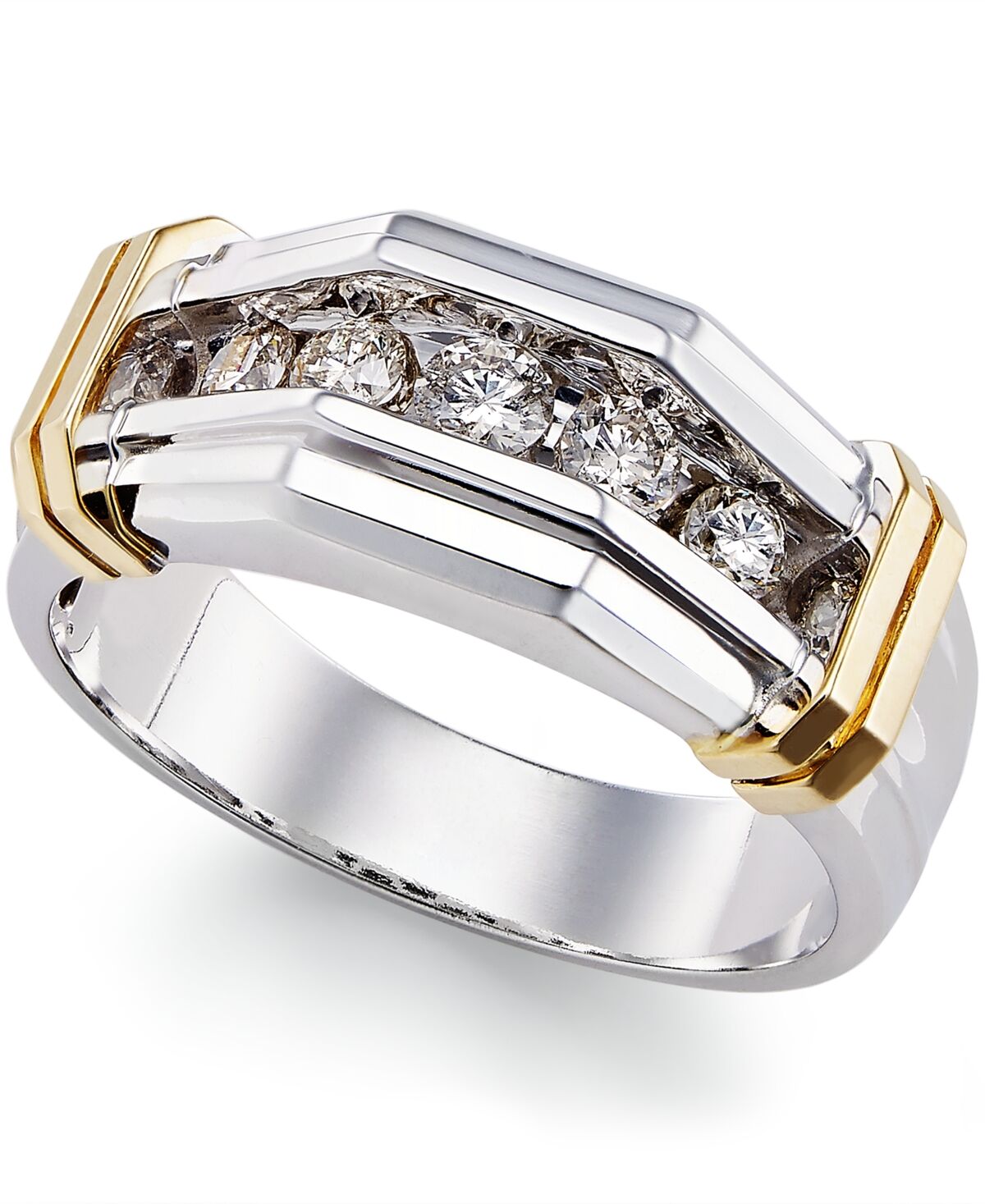 Macy's Men's Diamond Ring (1/2 ct. t.w.) in 10k Gold and White Gold - White Gold
