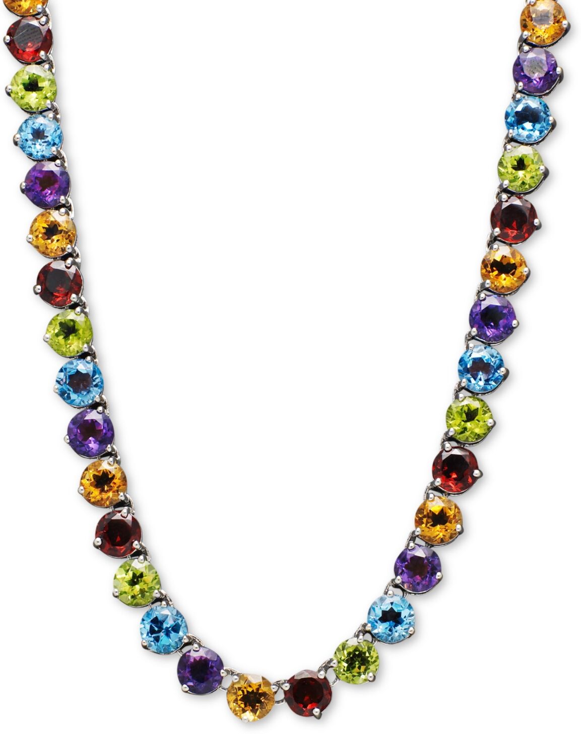 Macy's Amethyst Necklace (30 ct. t.w.) in Sterling Silver (Also Available in Peridot, Blue Topaz, Garnet & Multi-Stone) - Multi