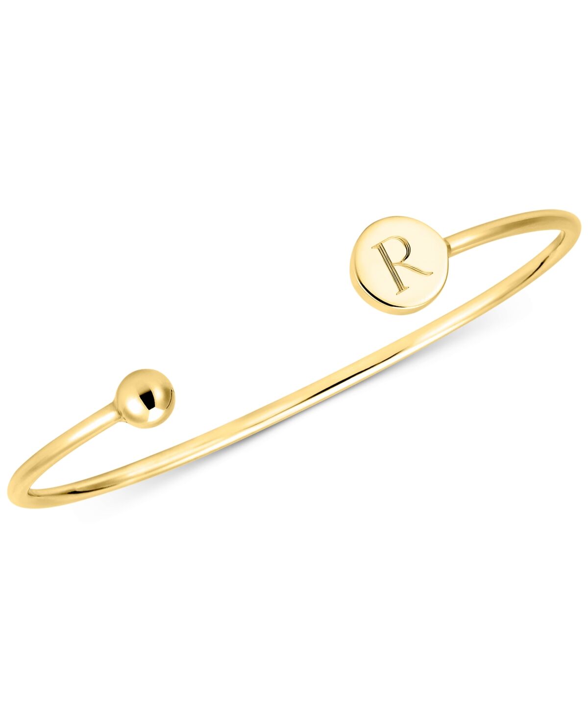 Sarah Chloe Initial Elle Cuff Bangle Bracelet in 14K Gold-Plated Sterling Silver - R