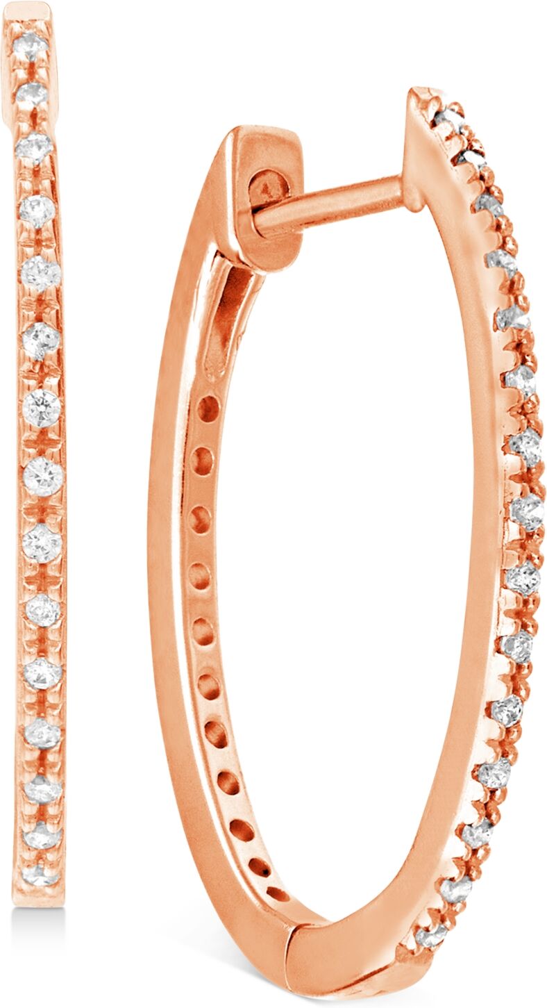 Macy's Diamond Small Skinny Hoop Earrings (1/10 ct. t.w.) in 10k Rose Gold, 0.75