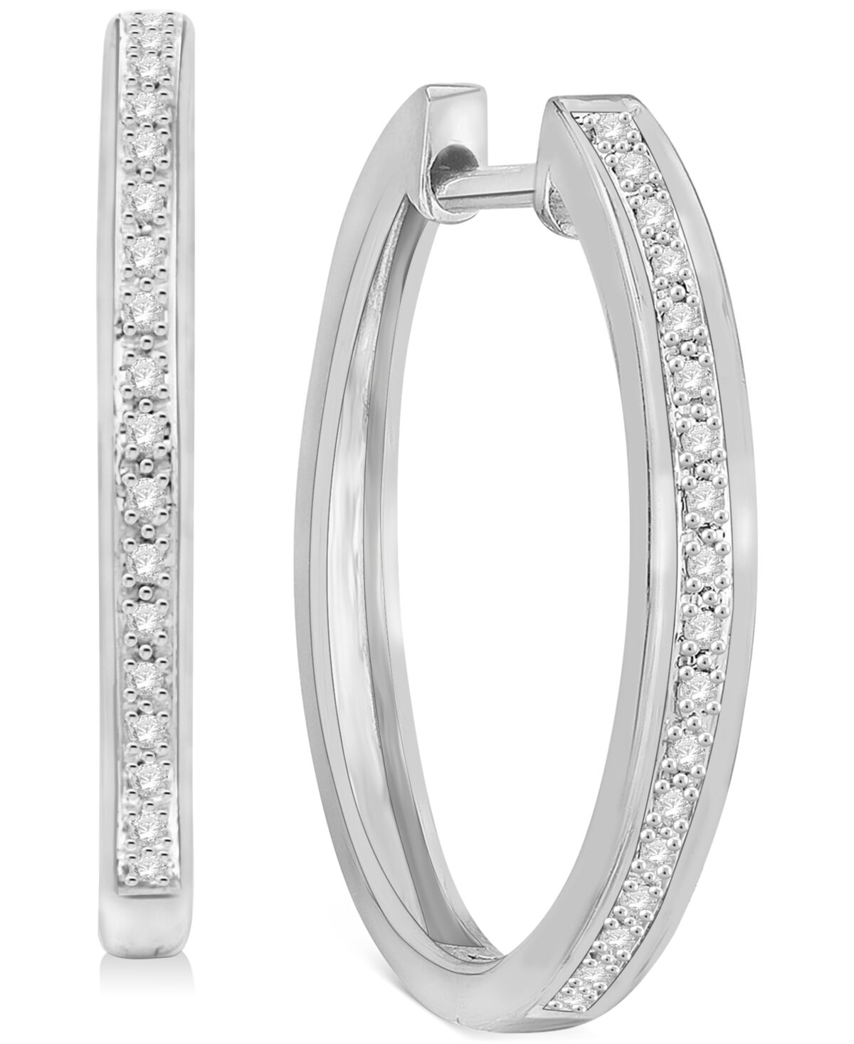 Macy's 3-Pc. Set Diamond Small Hoop Earrings (1/3 ct. t.w.) in Sterling Silver, Gold-Plate & Rose Gold-Plate - Sterling Silver