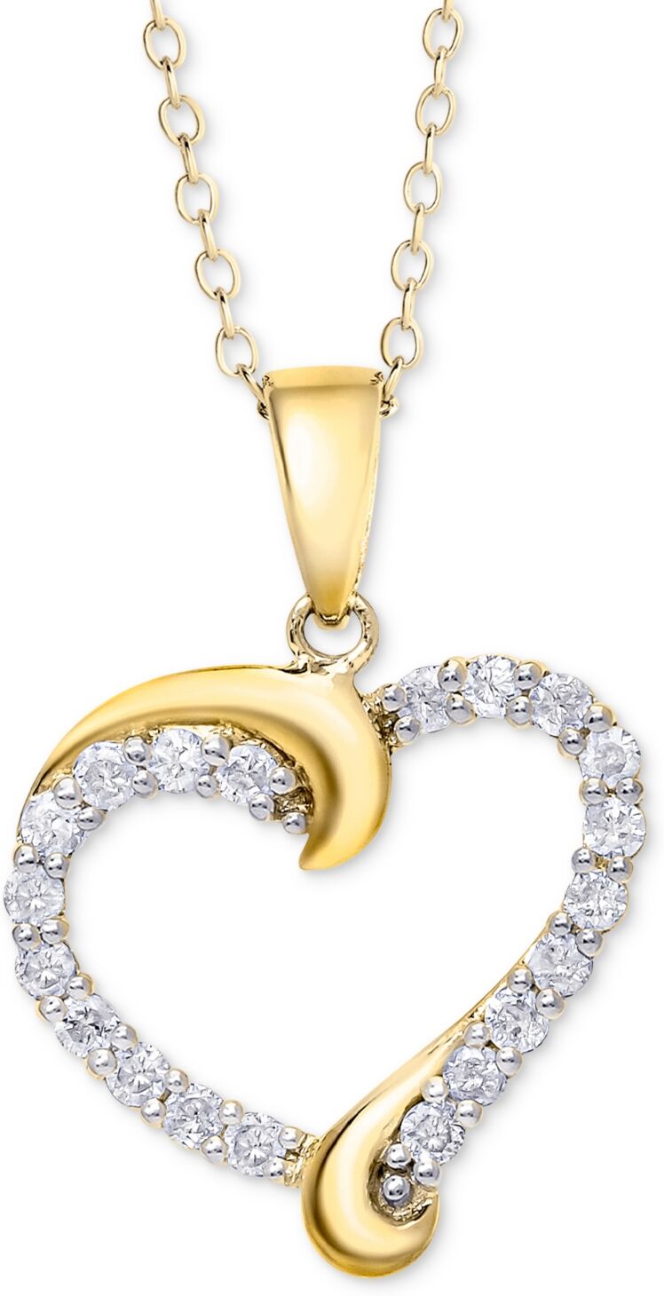 Macy's Diamond Swirl Heart Pendant Necklace (1/2 ct. t.w.) in Sterling Silver, 14k Gold-Plated Sterling Silver, or 14k Rose Gold-Plated Sterling Silver - Yel