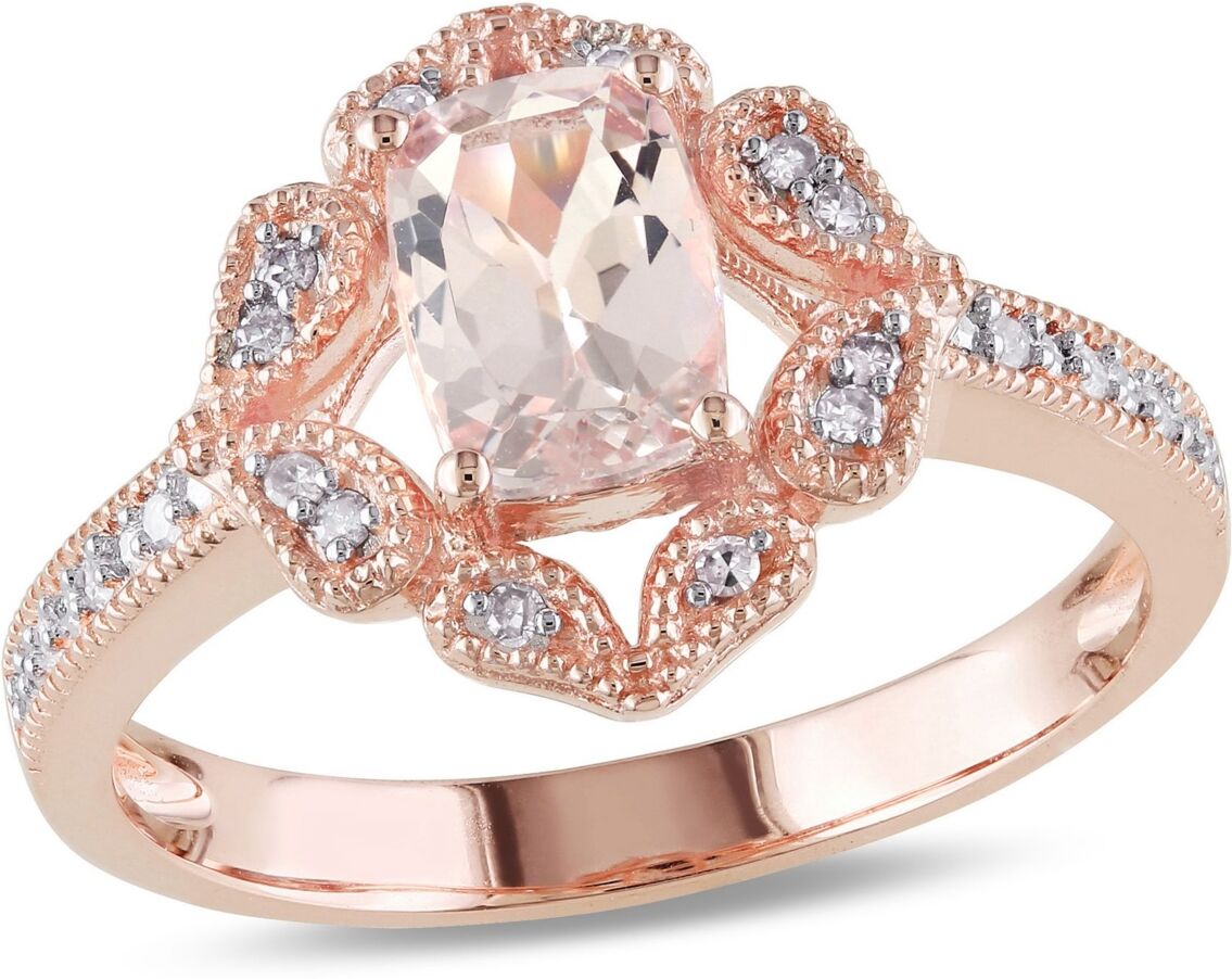 Macy's Morganite and Diamond Vintage-inspired Floral Halo Ring - Pink