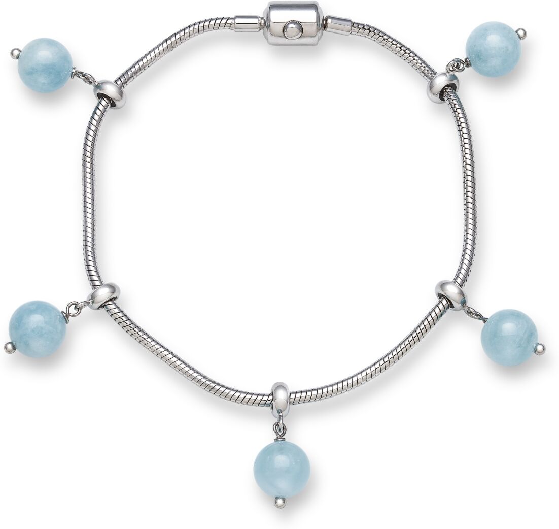 Macy's Milky Aquamarine Sliding Charm Bracelet in Sterling Silver - Silver