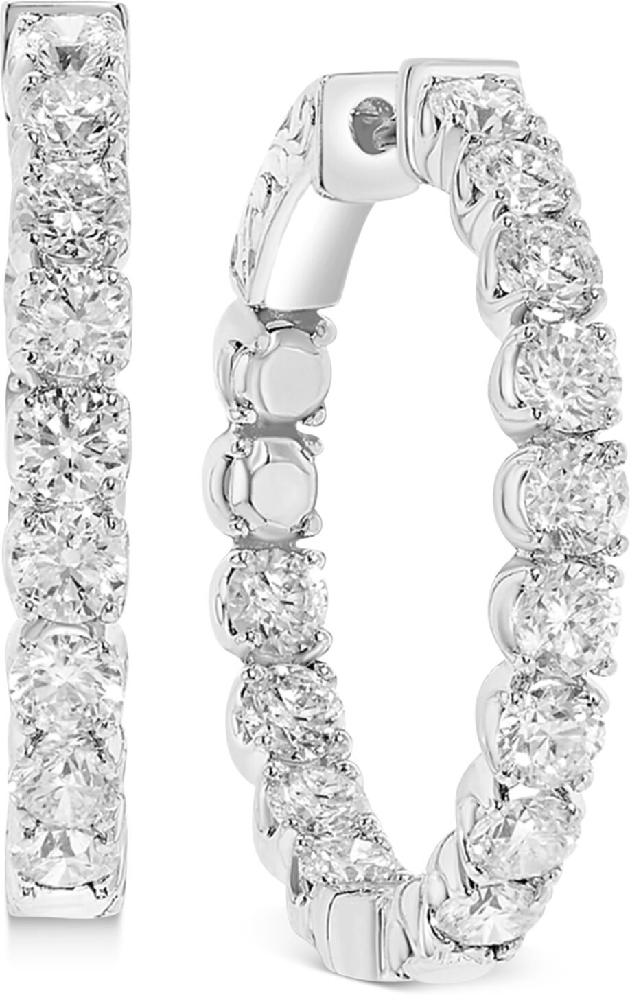 Macy's Diamond In & Out Hoop Earrings (4 ct. t.w.) in 14k White Gold - White Gold