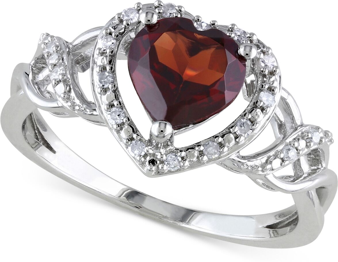 Macy's Rhodolite Garnet (1-3/8 ct. t.w.) & Diamond (1/10 ct. t.w.) Heart Ring in Sterling Silver - Garnet