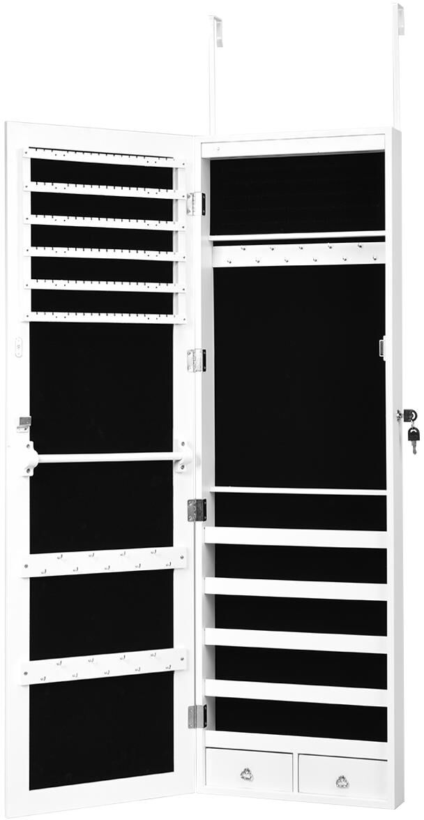 Costway Wall Door Mounted Mirror Jewelry Cabinet Organizer - White