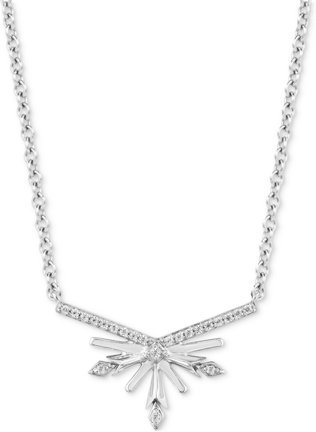 Disney Enchanted Disney Fine Jewelry Diamond Elsa Snowflake Pendant Necklace (1/10 ct. t.w.) in Sterling Silver, 16