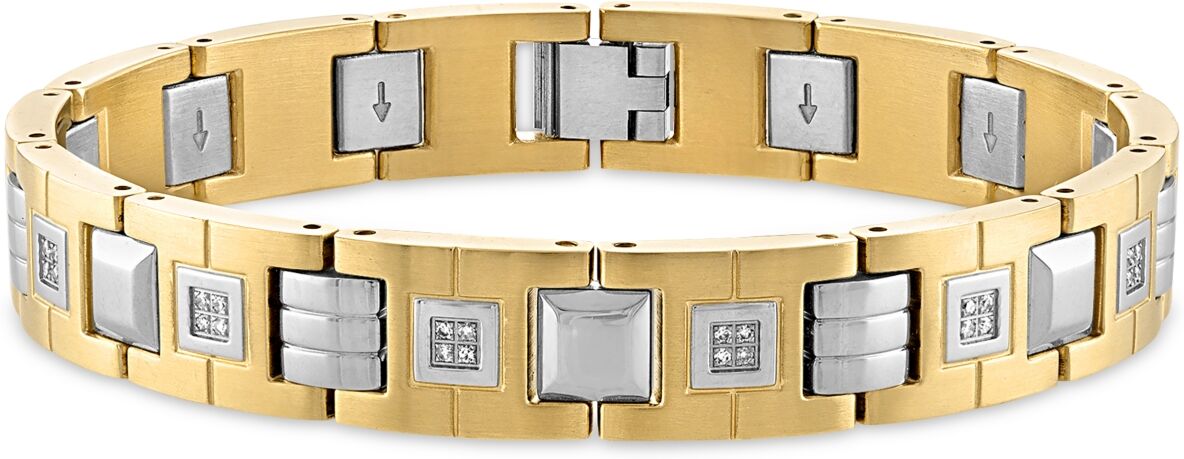 Macy's Men's Diamond Watch Link Bracelet (1/2 ct. t.w.) in Stainless Steel and Gold-Tone Ion-Plate - Gold-Tone