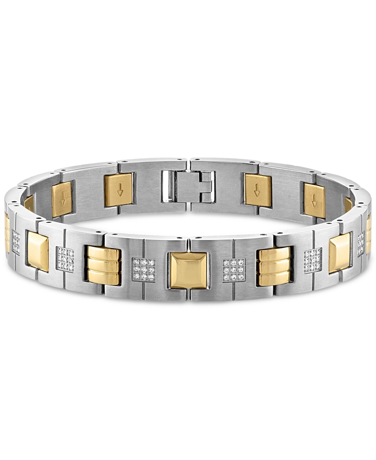 Macy's Men's Diamond Watch Link Bracelet (1/2 ct. t.w.) in Stainless Steel and Gold-Tone Ion-Plate - Steel