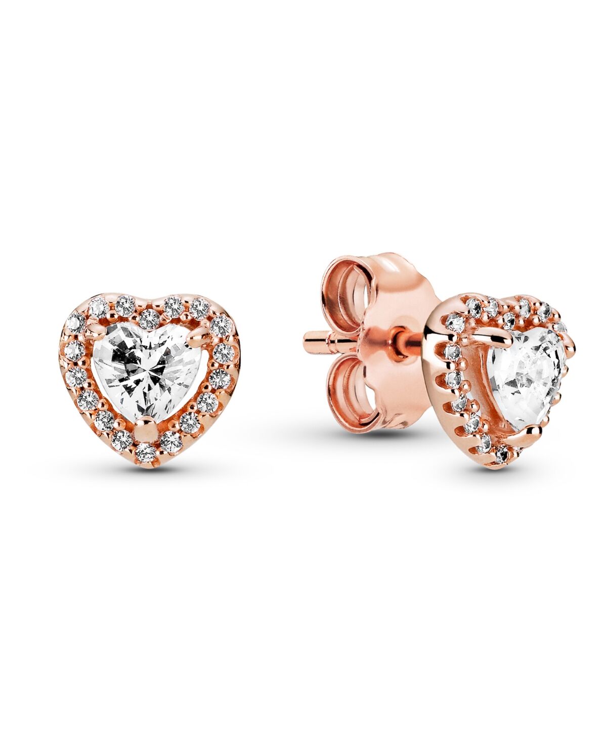 Pandora Sparkling Elevated Heart Stud Earrings - Rose Gold