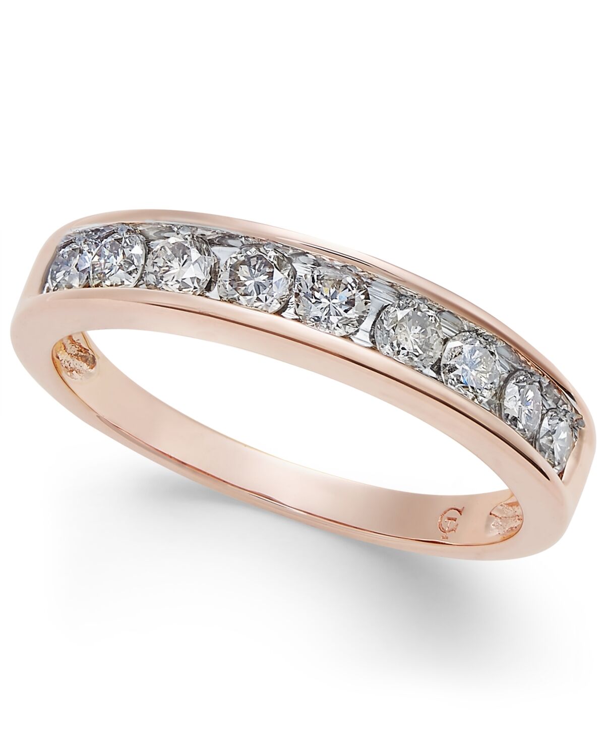 Macy's Diamond Channel Ring (1/2 ct. t.w.) in 14k Yellow or Rose Gold - Rose Gold