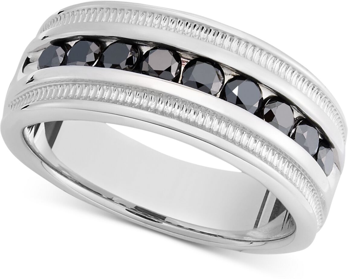 Macy's Men's Sterling Silver Ring, Black Diamond Band (1 ct. t.w.) - Silver