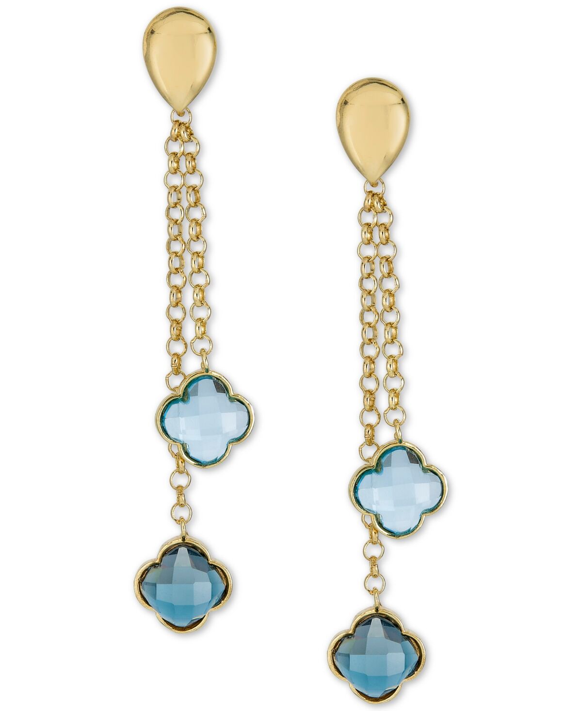 Macy's Amethyst Clover Drop Earrings (5-1/10 ct. t.w.) in Gold Over Sterling Silver (Also Available in Blue Topaz (4 ct. t.w), Made in Italy) - Blue