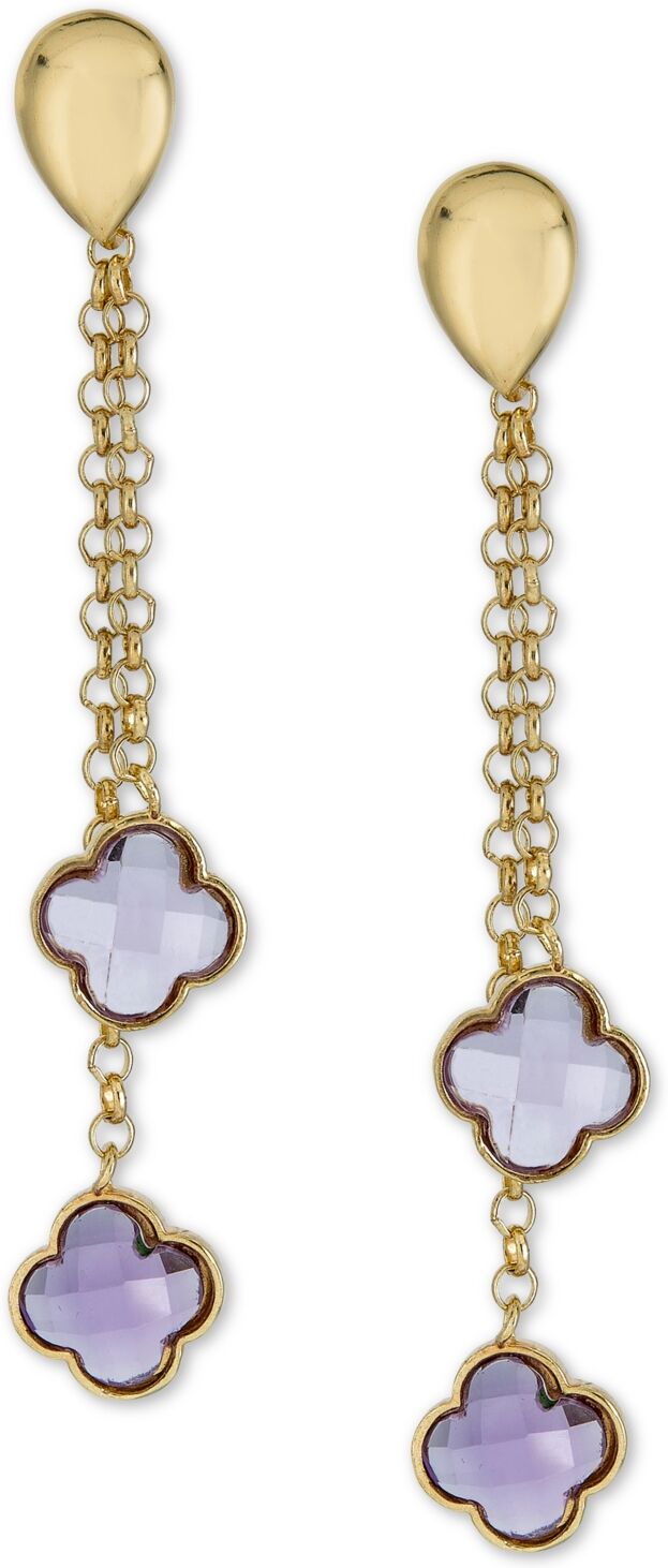 Macy's Amethyst Clover Drop Earrings (5-1/10 ct. t.w.) in Gold Over Sterling Silver (Also Available in Blue Topaz (4 ct. t.w), Made in Italy) - Purple