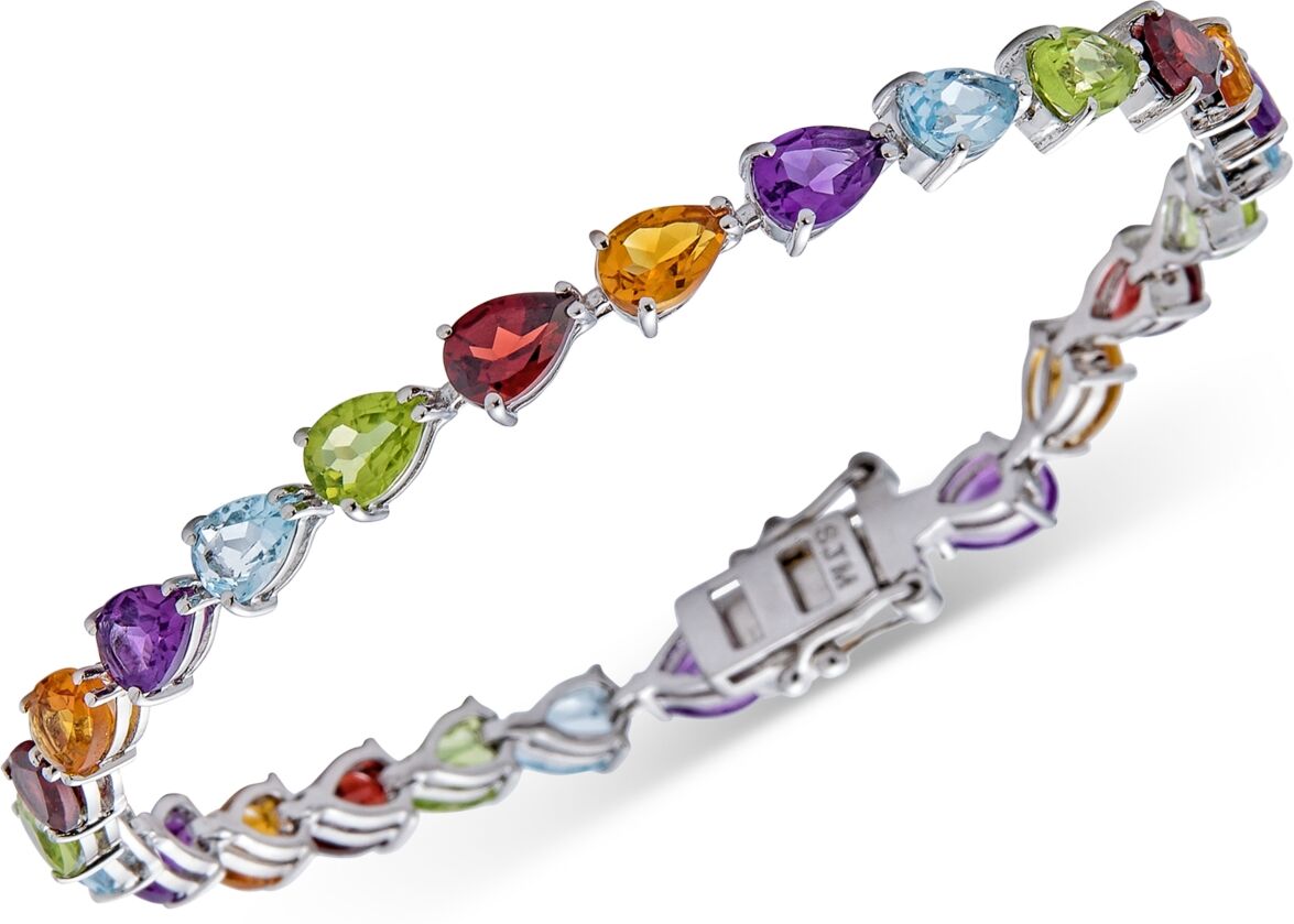 Macy's Multi-Gemstone Pear Tennis Bracelet (11-1/4 ct. t.w.) in Sterling Silver (Also in Citrine, Amethyst, & Blue Topaz) - Multi