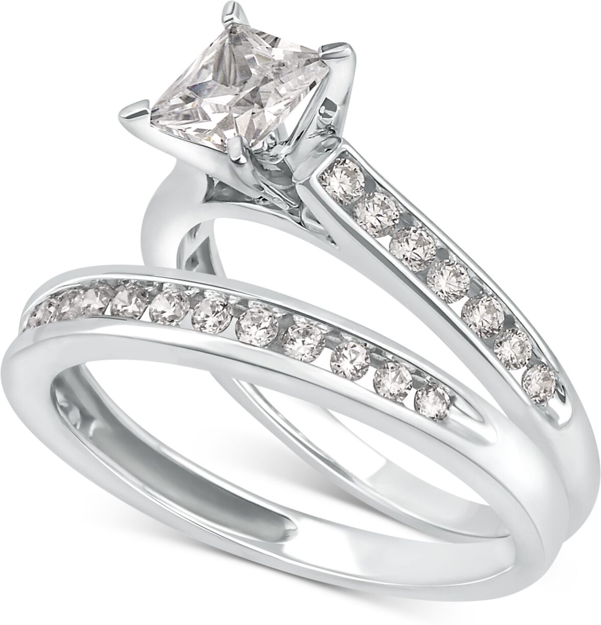 Macy's Diamond Princess-Cut Channel-Set Bridal Set (1-1/2 ct. t.w.) in 14k White Gold - White Gold