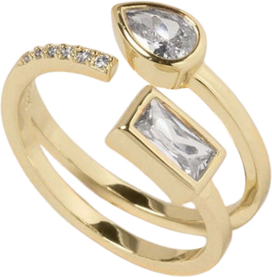 Bonheur Jewelry Ambroise Floating Crystal Ring - Karat Micro Plated Gold Over Brass