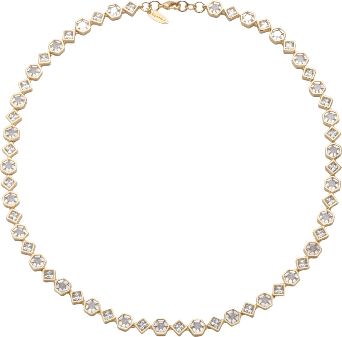 Bonheur Jewelry Milou Bezel Set Crystal Necklace - Karat Gold Plated Brass