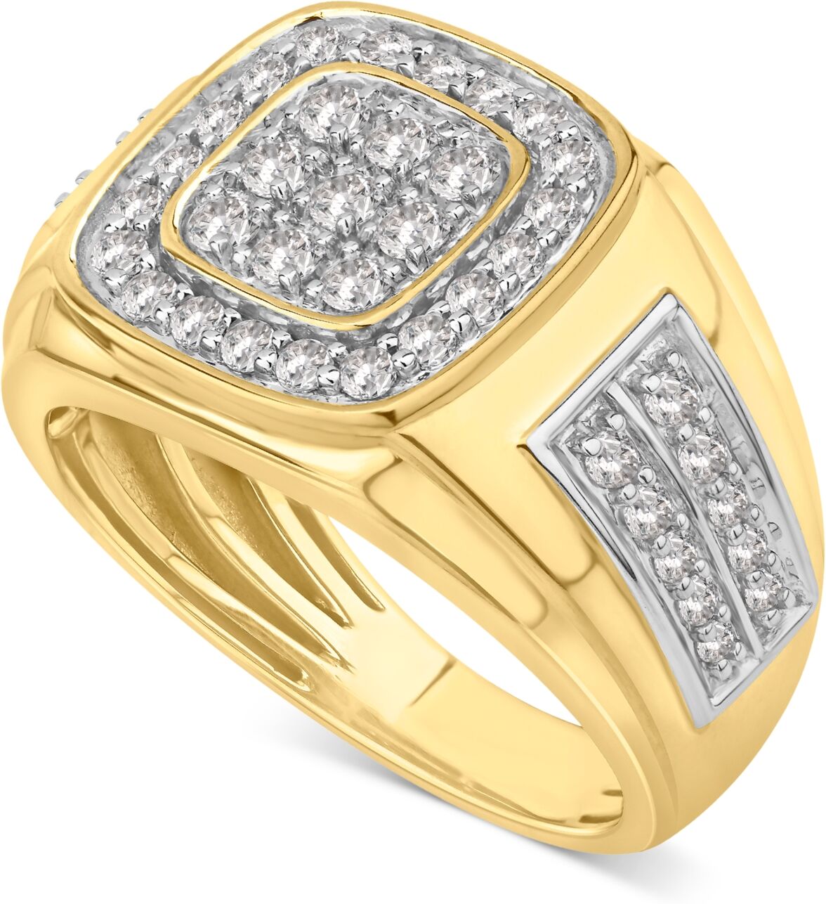 Macy's Men's Diamond Cluster Ring (1 ct. t.w.) in 10k Gold - Yellow Gold