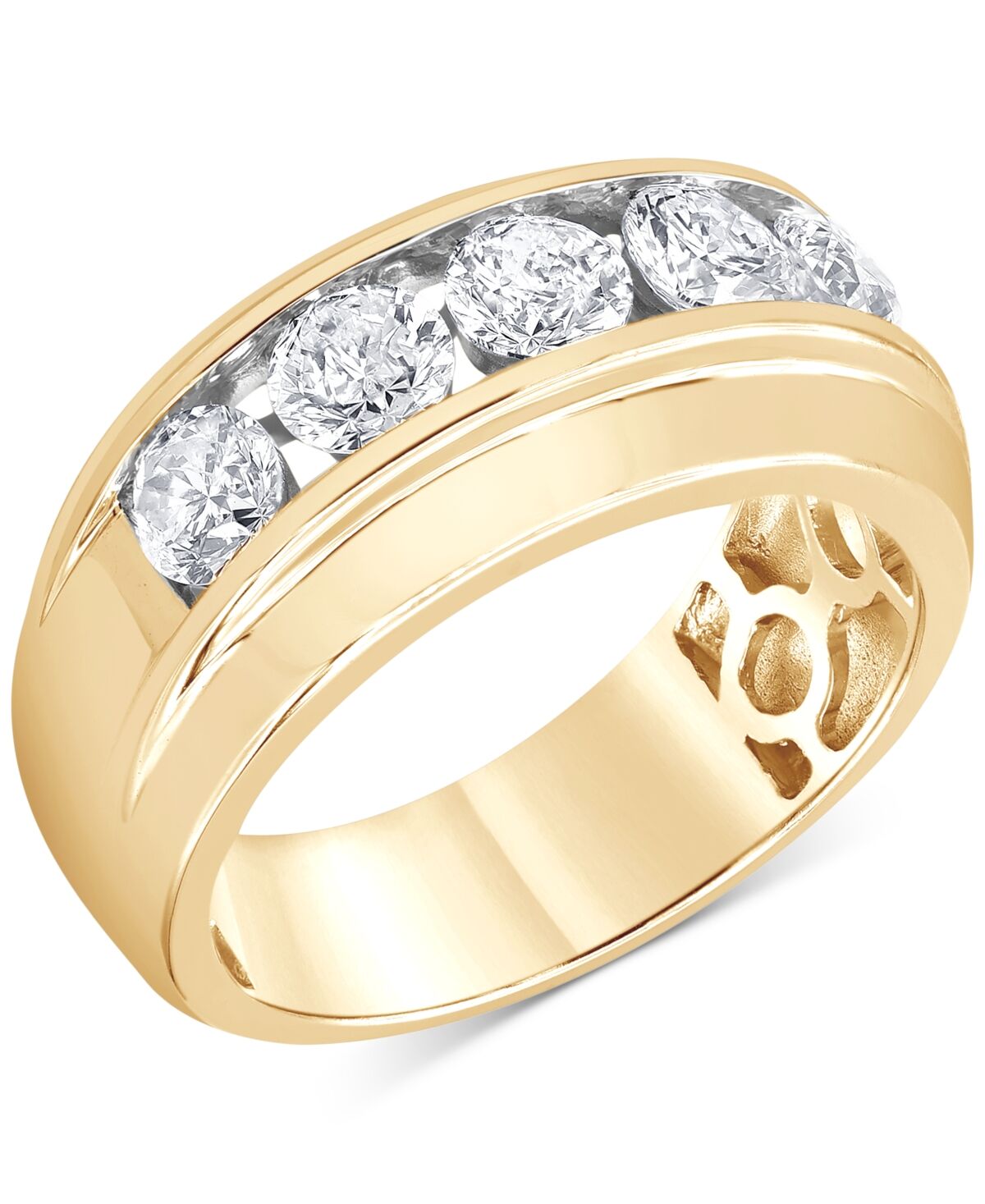 Macy's Men's Diamond Channel-Set Ring (2 ct. t.w.) in 10k Gold - Yellow Gold