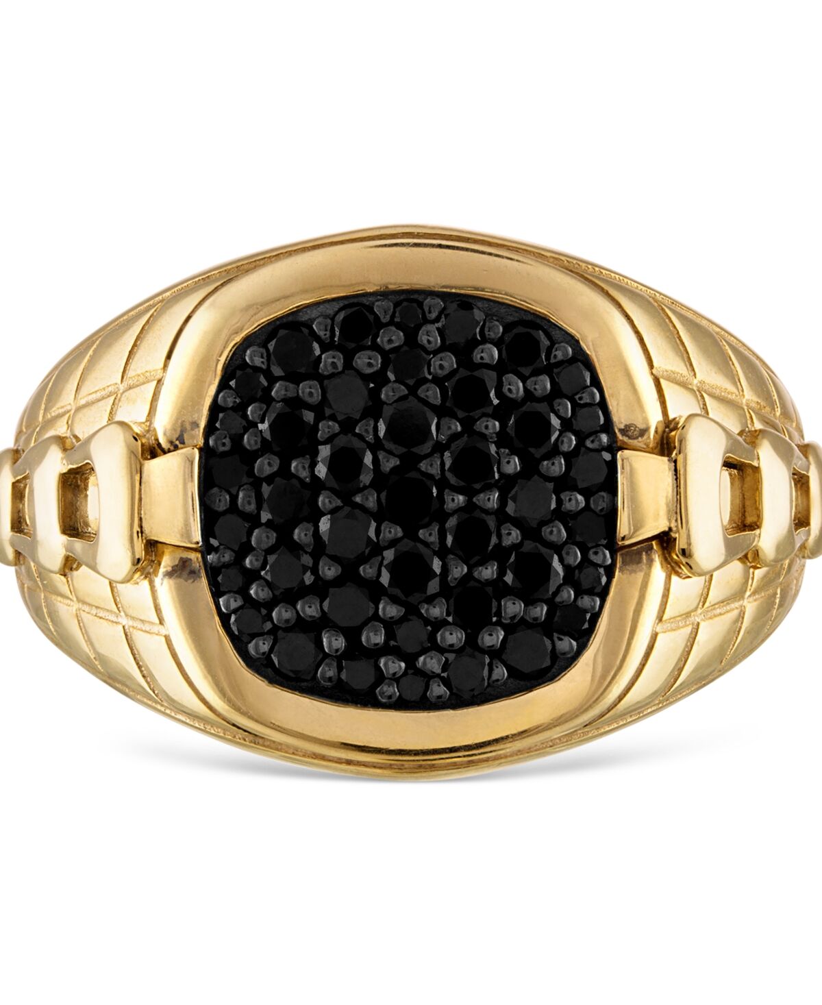 Bulova Men's Classic Black Diamond (1/2 ct. t.w.) Ring in 14k Gold-Plated Sterling Silver - Gold
