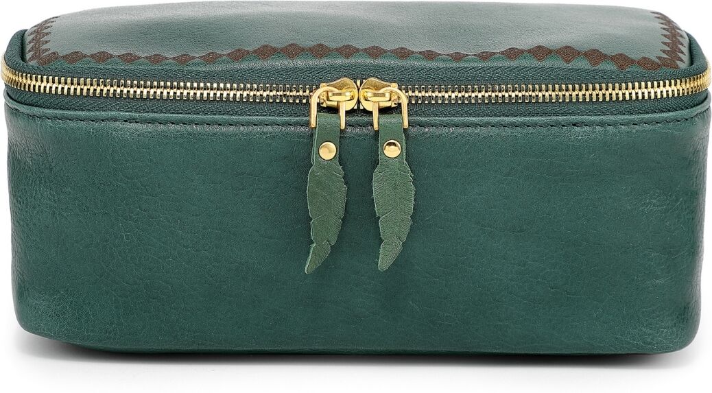 Old Trend Celosia Rectangular Leather Jewelry Case - Vintage green