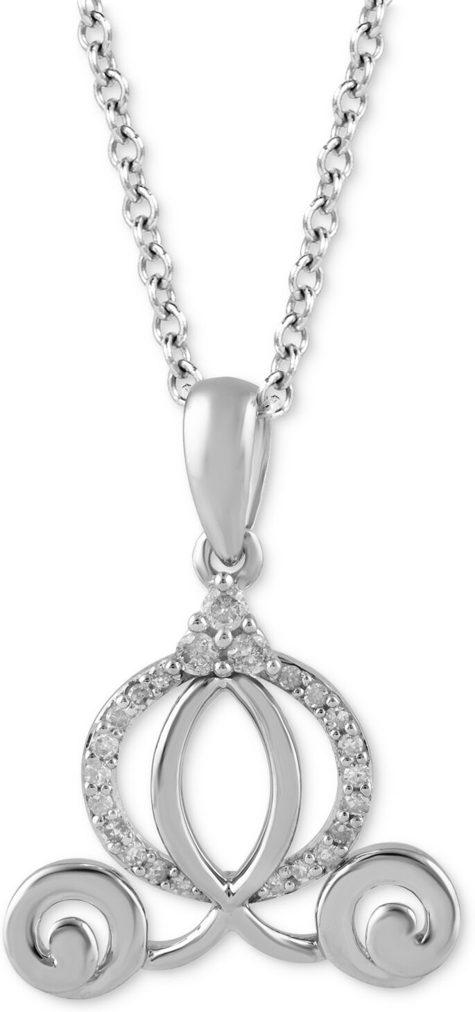 Disney Enchanted Disney Fine Jewelry Diamond Cinderella Carriage Pendant Necklace (1/10 ct. t.w.) in Sterling Silver, 16