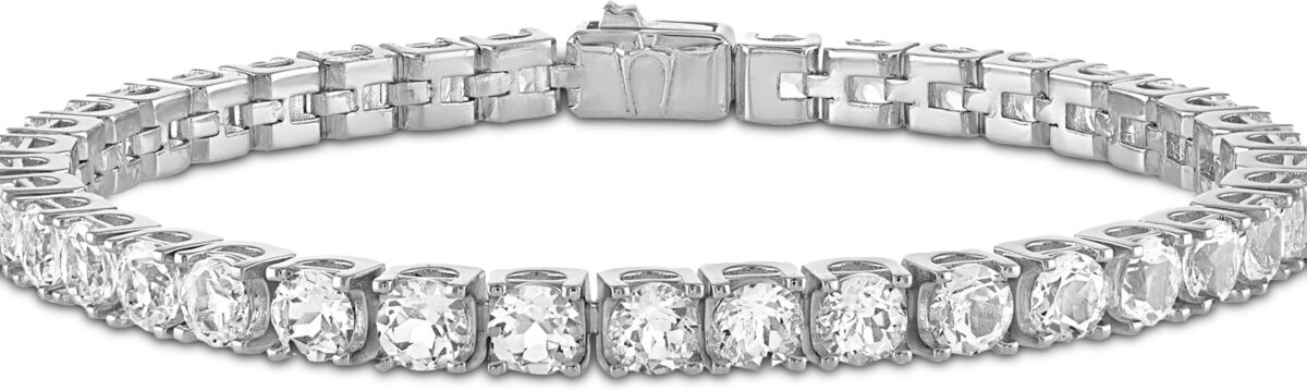 Bulova Men's White Topaz Icon Tennis Bracelet (1/10 ct. t.w.) in Sterling Silver - Na